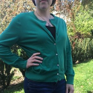 Land’s End Green Cardigan Sweater